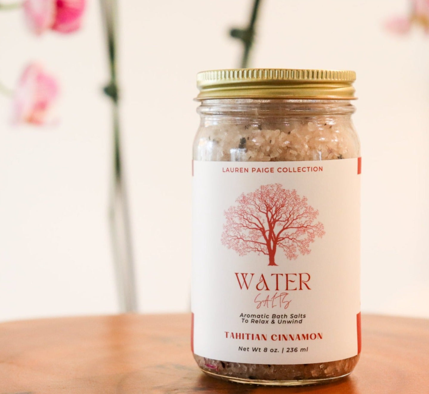 Water Salts | Tahitian Cinnamon | All Natural Aromatic Bath Salts