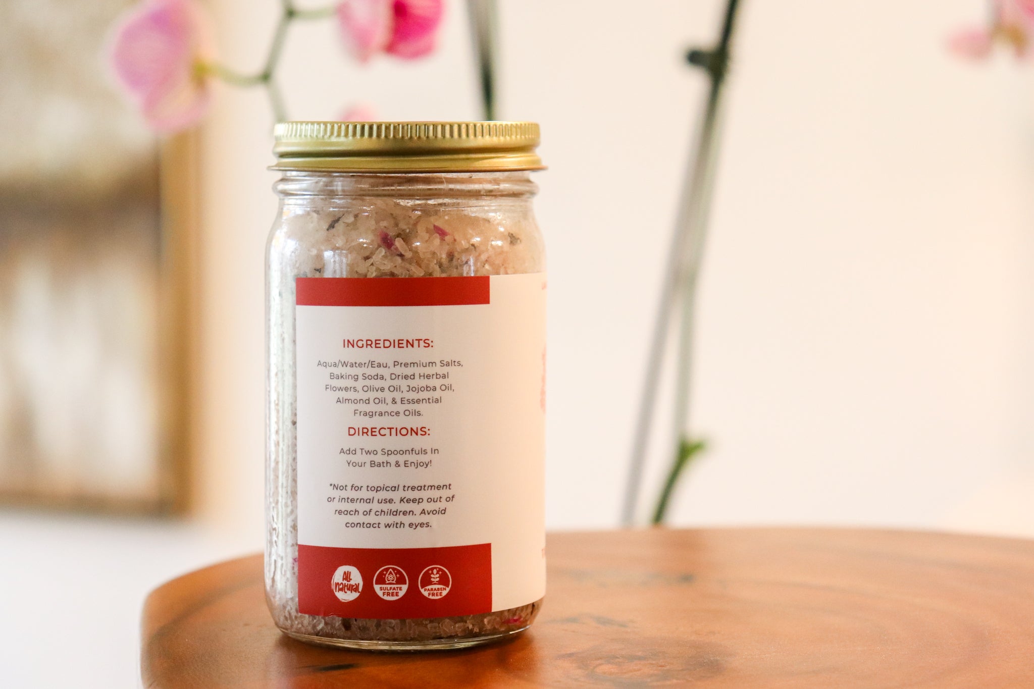 Water Salts | Tahitian Cinnamon | All Natural Aromatic Bath Salts